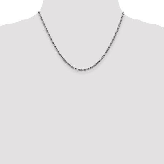 14K White Gold 2.5mm Semi-Solid Curb Chain 18 inch