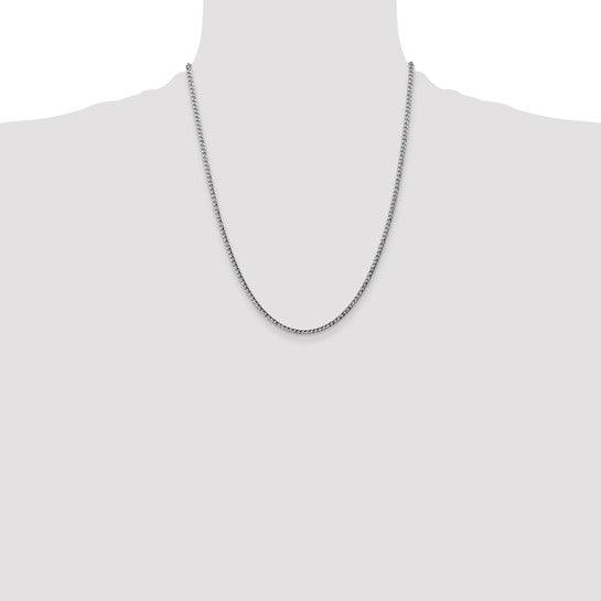 14K White Gold 2.5mm Semi-Solid Curb Chain 22 inch
