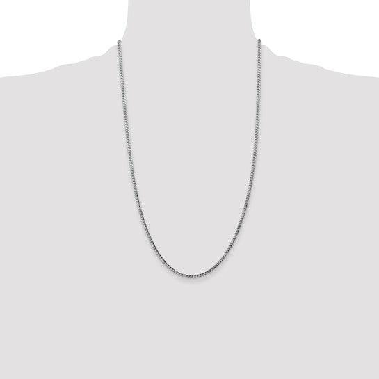 14K White Gold 2.5mm Semi-Solid Curb Chain 26 inch