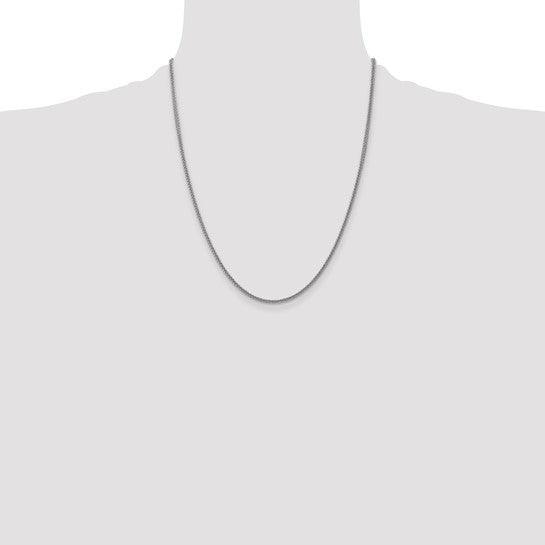 14k White Gold 2mm Semi-solid 3-Wire Wheat Chain