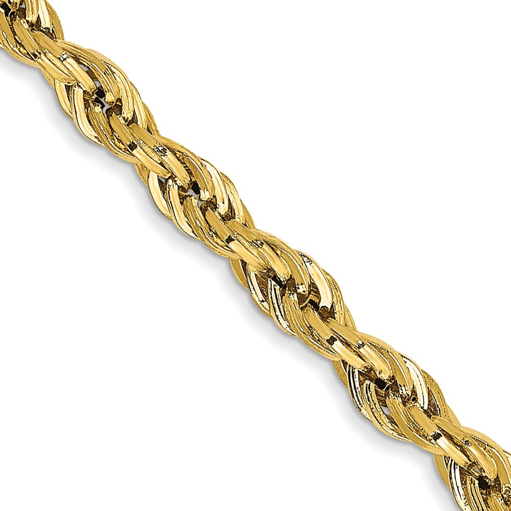 14K Yellow Gold Semi-Solid Rope Chain — 3 mm