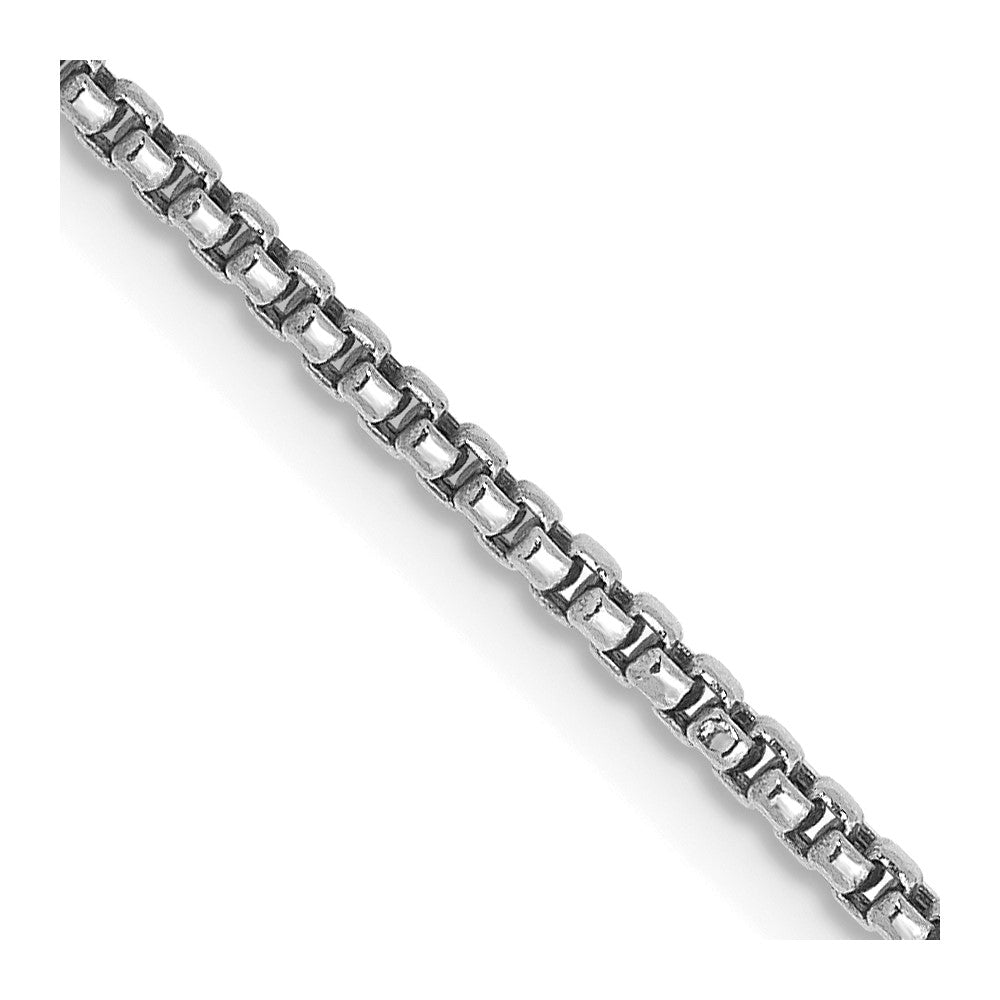 14K White Gold Semi-Solid Round Box Chain — 1.5 mm