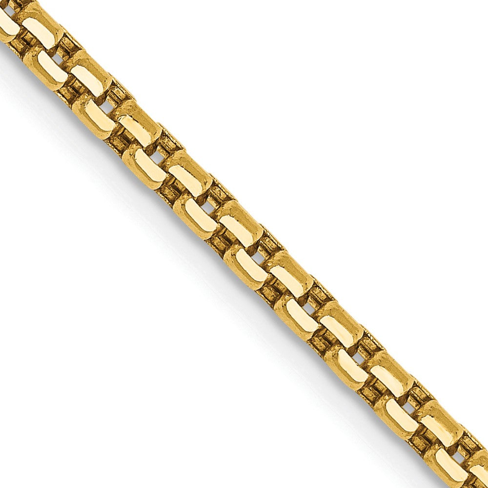 14K Yellow Gold Semi-Solid Round Box Chain — 2.45 mm