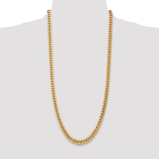 Gold 7.3mm Semi Solid Miami Cuban Link Chain