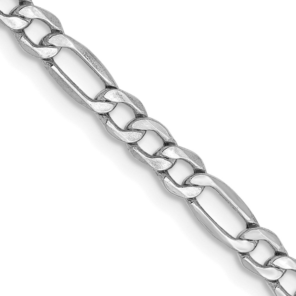 14K White Gold Semi-Solid Figaro Chain — 3.5 mm