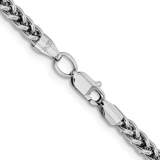 14k White Gold 4.30mm Semi-solid 3-Wire Wheat Chain