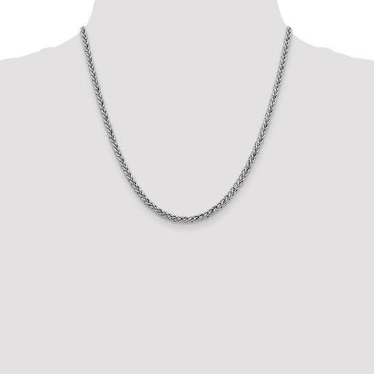 14k White Gold 4.30mm Semi-solid 3-Wire Wheat Chain