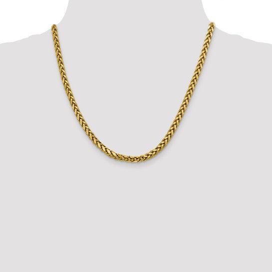 14k 5.00mm Semi-solid Diamond Cut Wheat Chain