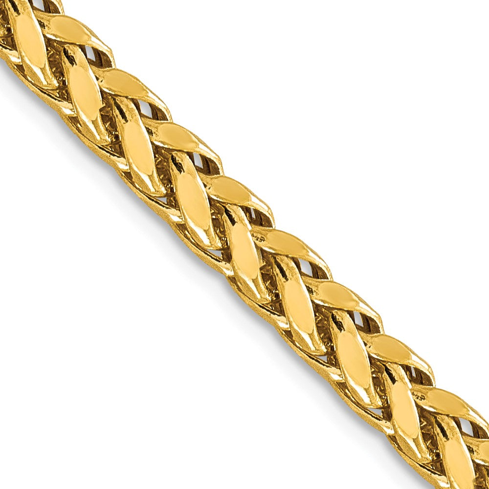 14K Yellow Gold Semi-Solid Diamond-Cut Wheat Chain — 5 mm