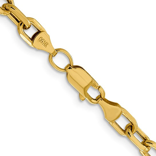 14k Semi-solid Diamond Cut 4.9mm Open Link Cable Chain