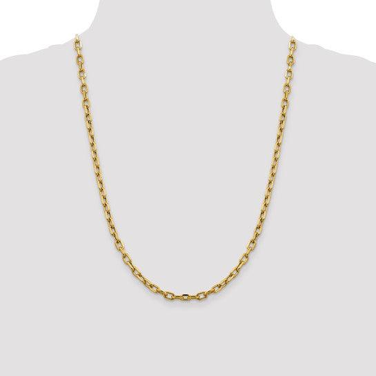 14k Semi-solid Diamond Cut 4.9mm Open Link Cable Chain