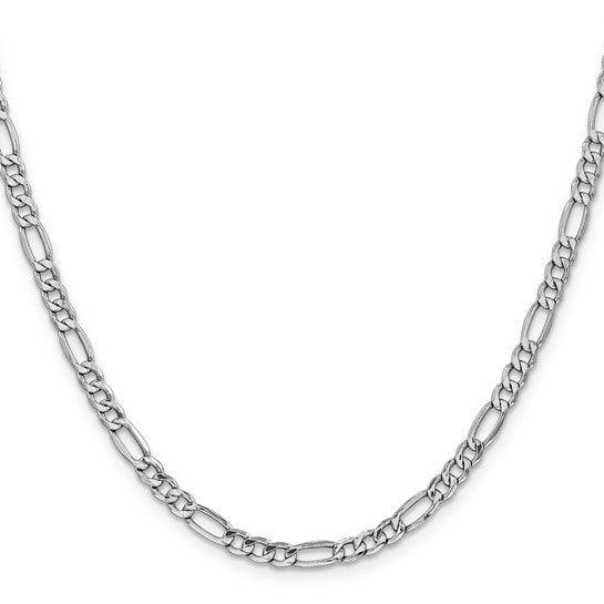 14k White Gold 4.4mm Semi-Solid Figaro Chain