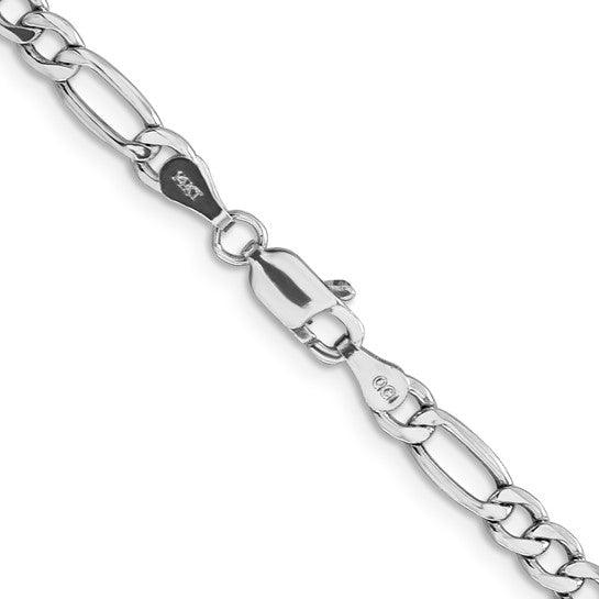 14k White Gold 4.4mm Semi-Solid Figaro Chain