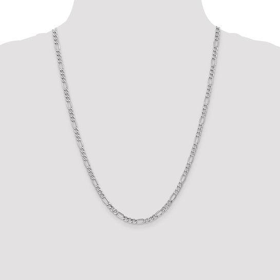 14k White Gold 4.4mm Semi-Solid Figaro Chain