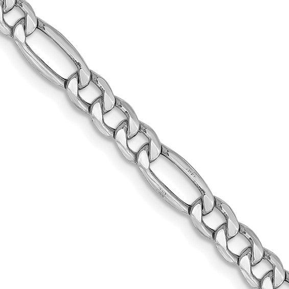 14k White Gold 4.4mm Semi-Solid Figaro Chain