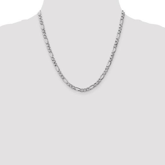 14k White Gold 5.75mm Semi-Solid Figaro Chain