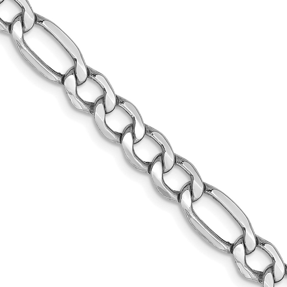 14K White Gold Semi-Solid Figaro Chain — 5.75 mm