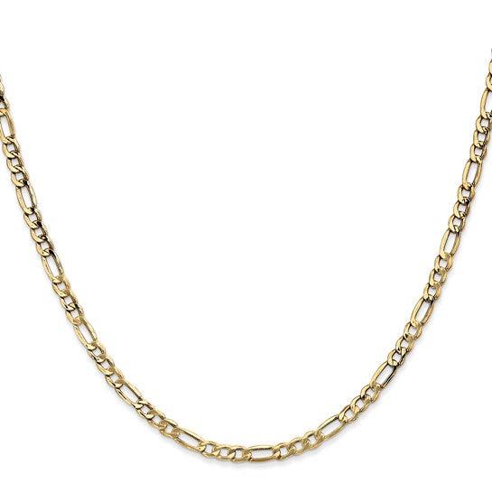 14k 3.5mm Semi-Solid Figaro Chain