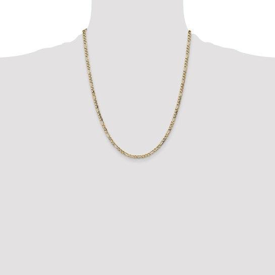 14k 3.5mm Semi-Solid Figaro Chain