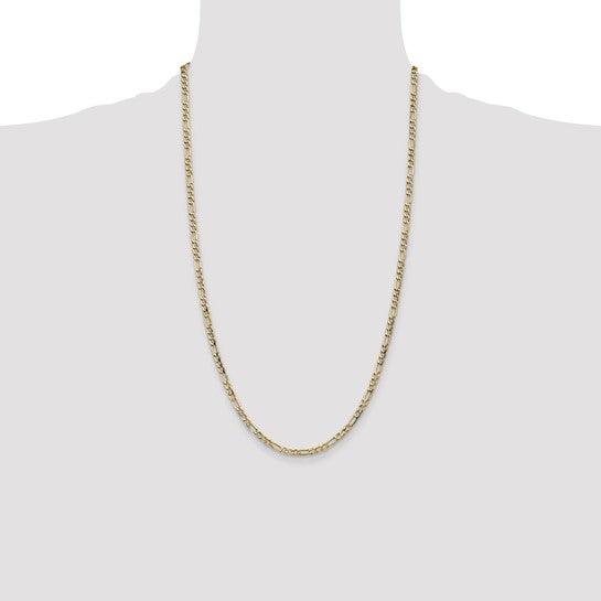 14k 3.5mm Semi-Solid Figaro Chain