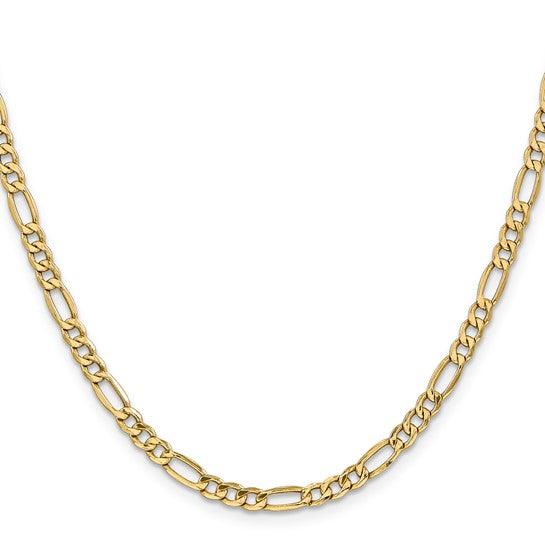 14k 4.20mm Semi-Solid Figaro Chain