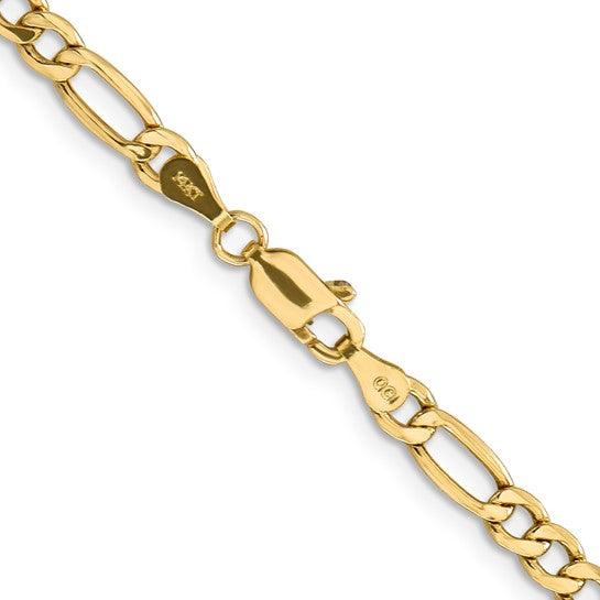 14k 4.20mm Semi-Solid Figaro Chain