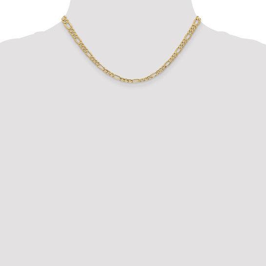 14k 4.20mm Semi-Solid Figaro Chain