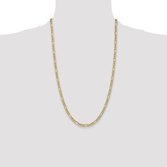 14k 4.20mm Semi-Solid Figaro Chain