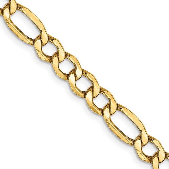 14k 5.75mm Semi-Solid Figaro Chain