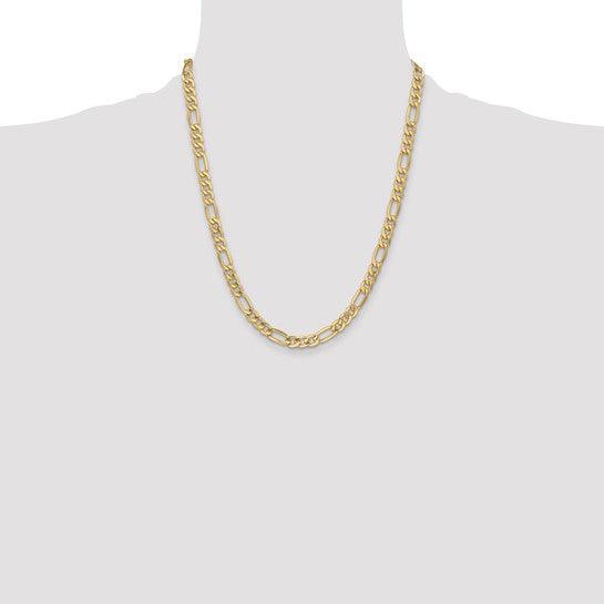 14k 6.25mm Semi-Solid Figaro Chain