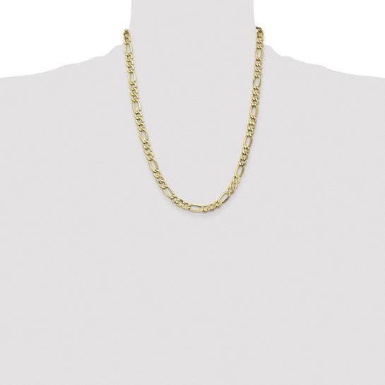 14k 7.3mm Semi-Solid Figaro Chain