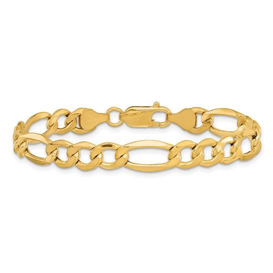 14k 6.25mm Flat Figaro Bracelet