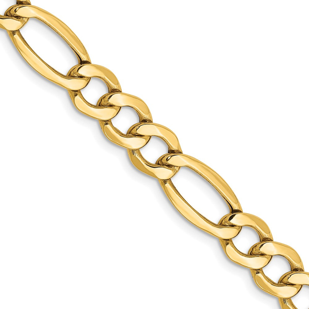 14K Yellow Gold Semi-Solid Figaro Chain — 7.3 mm