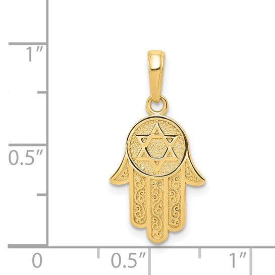 14k Jewish Hand of God w-Star of David Pendant