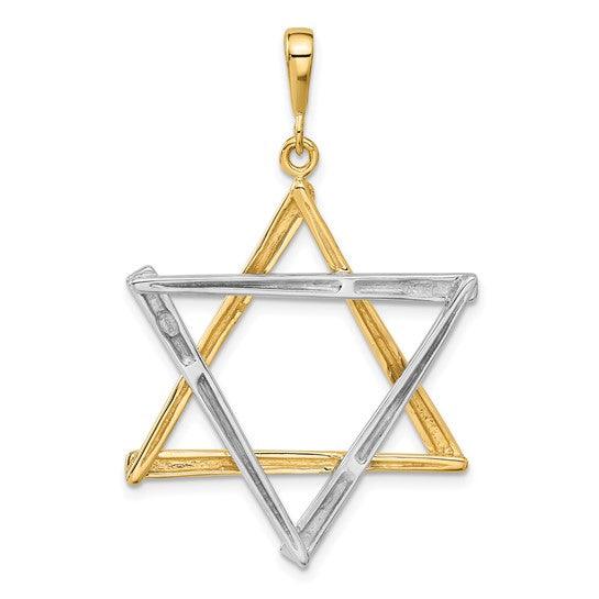 14k Two-tone Star of David Pendant