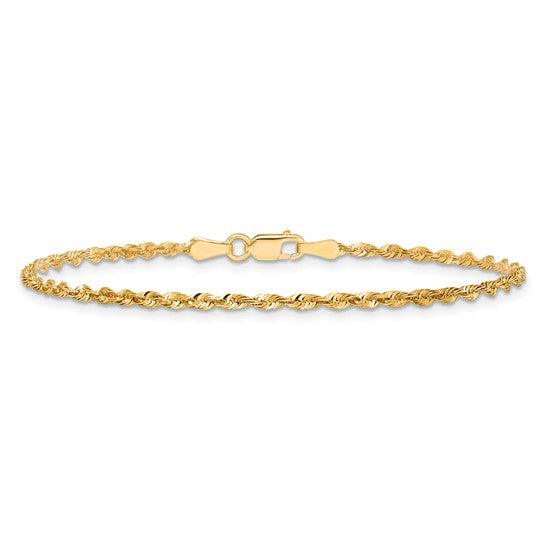 14K Yellow Gold 2mm Diamond-Cut Extra-Light Rope Bracelet - Seattle Gold Grills