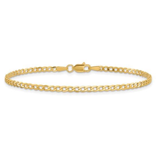 14k 2.2mm Beveled Curb Anklet
