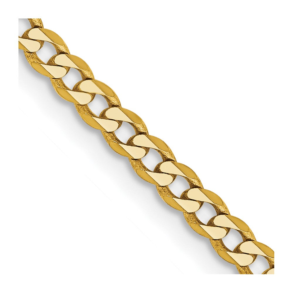 14K Yellow Gold Flat Beveled Curb Chain — 2.3 mm