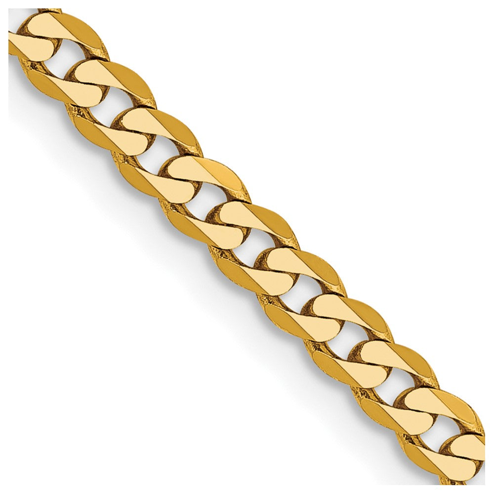 14K Yellow Gold Flat Beveled Curb Chain — 2.9 mm