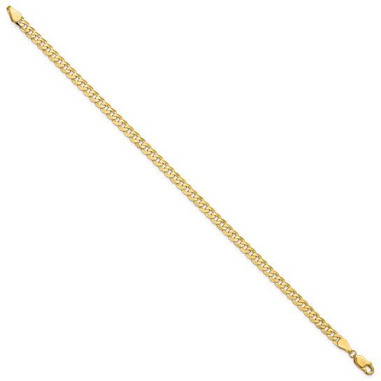 14K Yellow Gold 4.75mm Flat Beveled Curb Bracelet - Seattle Gold Grills