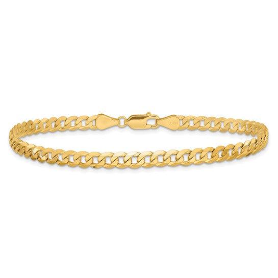 14K Yellow Gold 4.75mm Flat Beveled Curb Bracelet - Seattle Gold Grills