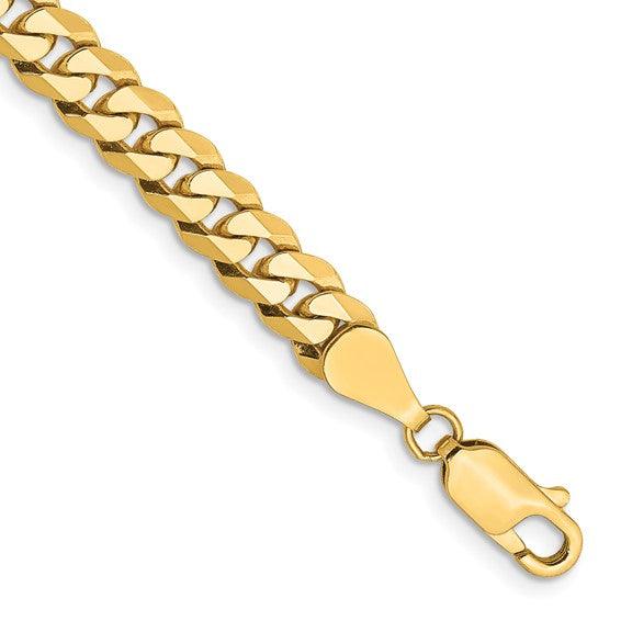 14K Yellow Gold 5.75mm Flat Beveled Curb Bracelet - Seattle Gold Grills
