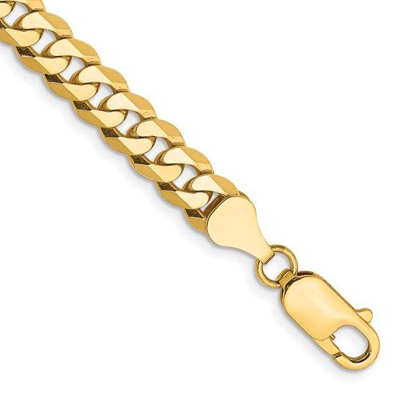 14K Yellow Gold 6.25mm Flat Beveled Curb Bracelet - Seattle Gold Grills