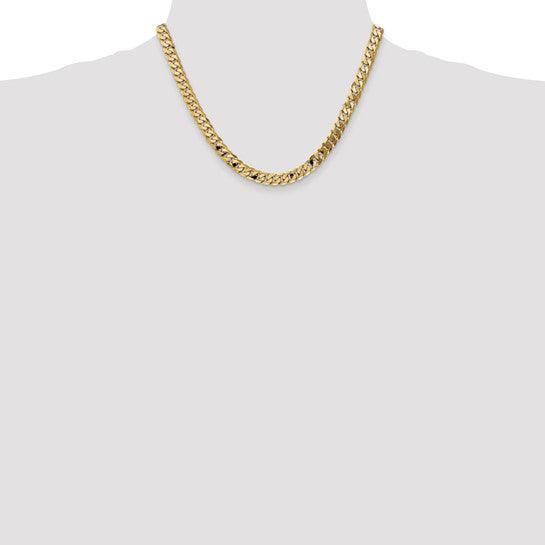 14k 7.25mm Beveled Curb Chain