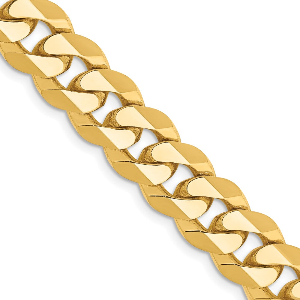 14K Yellow Gold Flat Beveled Curb Chain — 9.5 mm