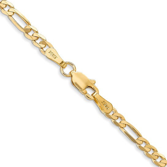 14k 3.00mm Flat Figaro Chain