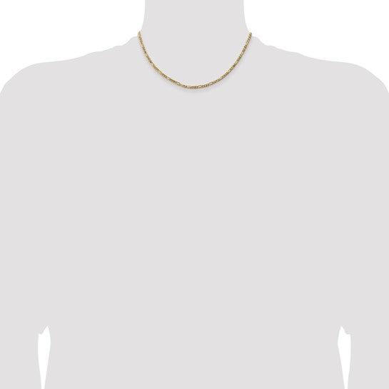 14k 3.00mm Flat Figaro Chain