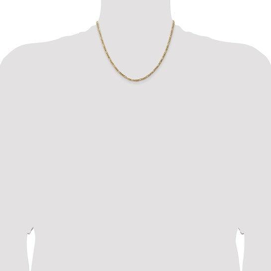 14k 3.00mm Flat Figaro Chain