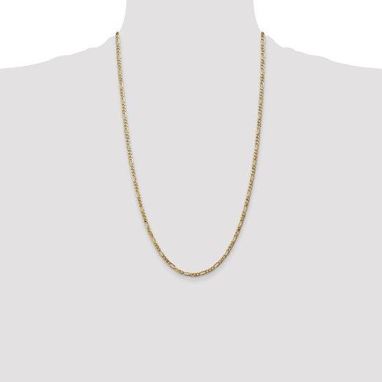 14k 3.00mm Flat Figaro Chain