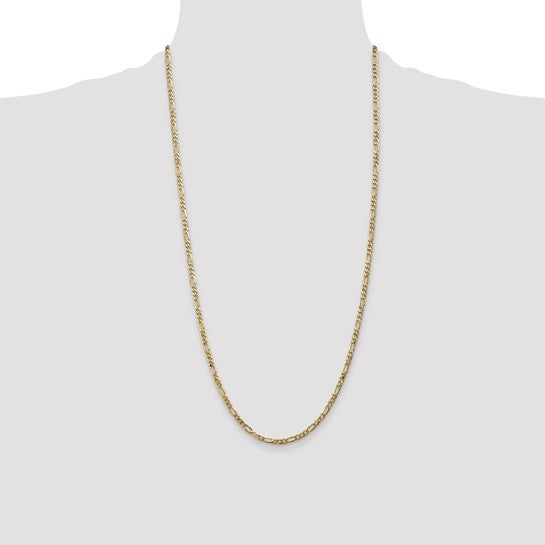 14k 3.00mm Flat Figaro Chain